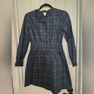 Crewcuts Green and Blue Plaid Long Sleeve Dress Size 14